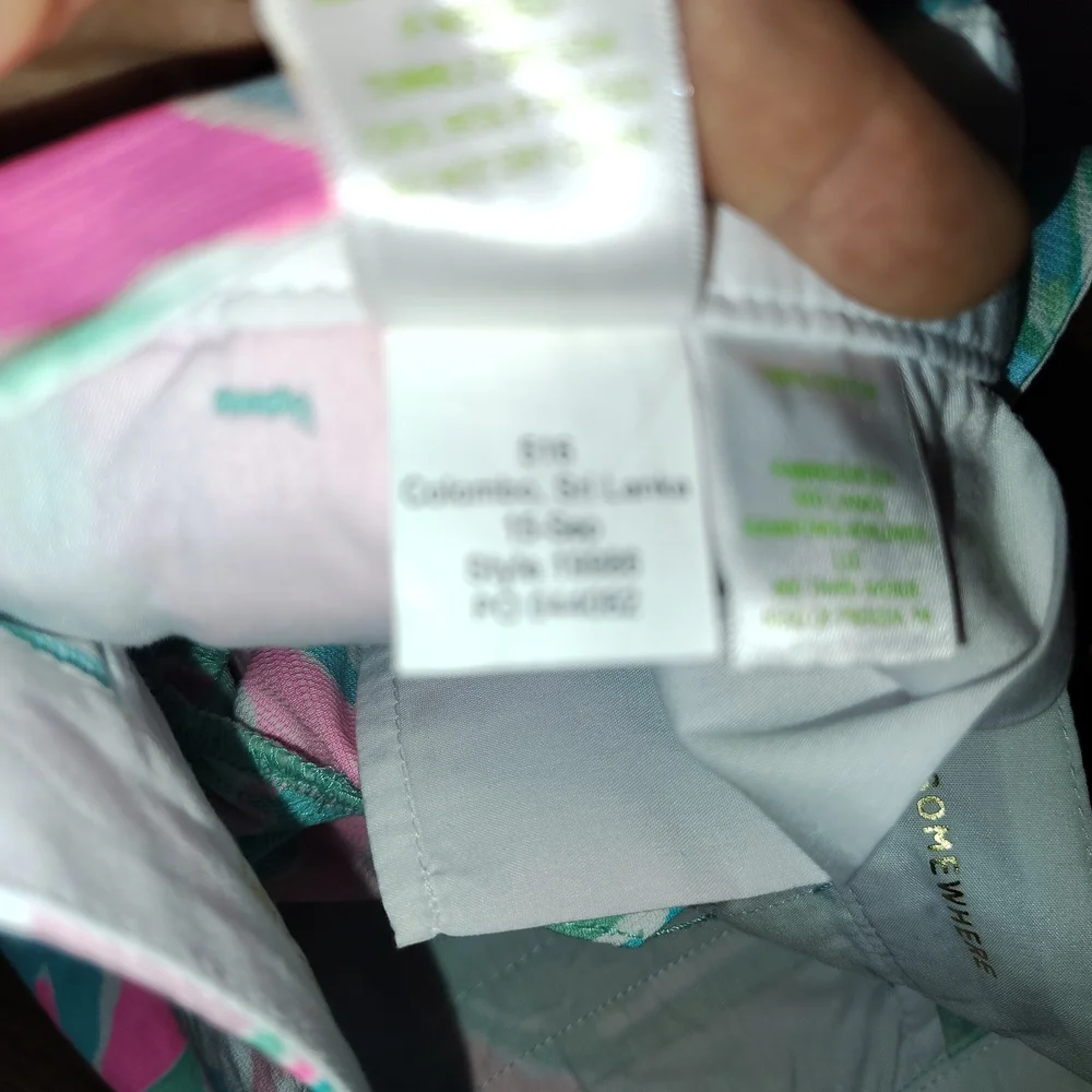 Lilly Pulitzer Pink & Aqua Scalloped-Hem High Waist Shorts Sz 0 Buttercup - Picture 8 of 9